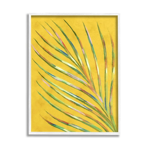 Bold Yellow Palm Leaf Petals Botanical & Floral Graphic Art White Framed Art Print Wall Art