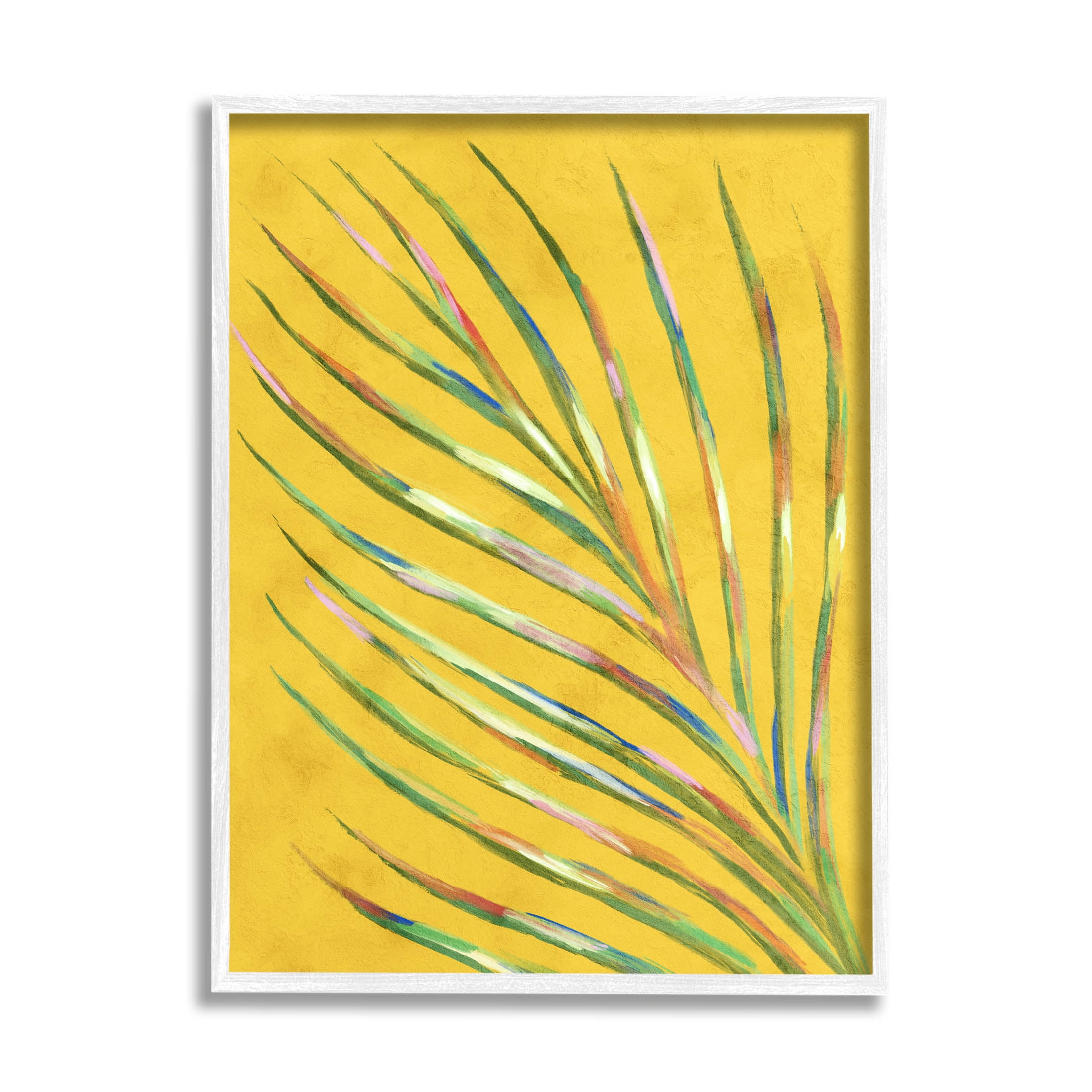 Bold Yellow Palm Leaf Petals Botanical & Floral Graphic Art White Framed Art Print Wall Art