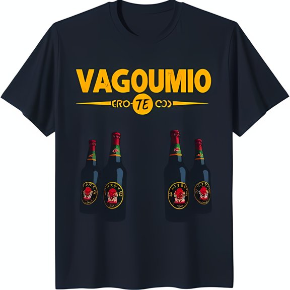 Bold Yellow 'VAGOUMIO' Graphic Black T-Shirt for Lovers Stylish & Fun