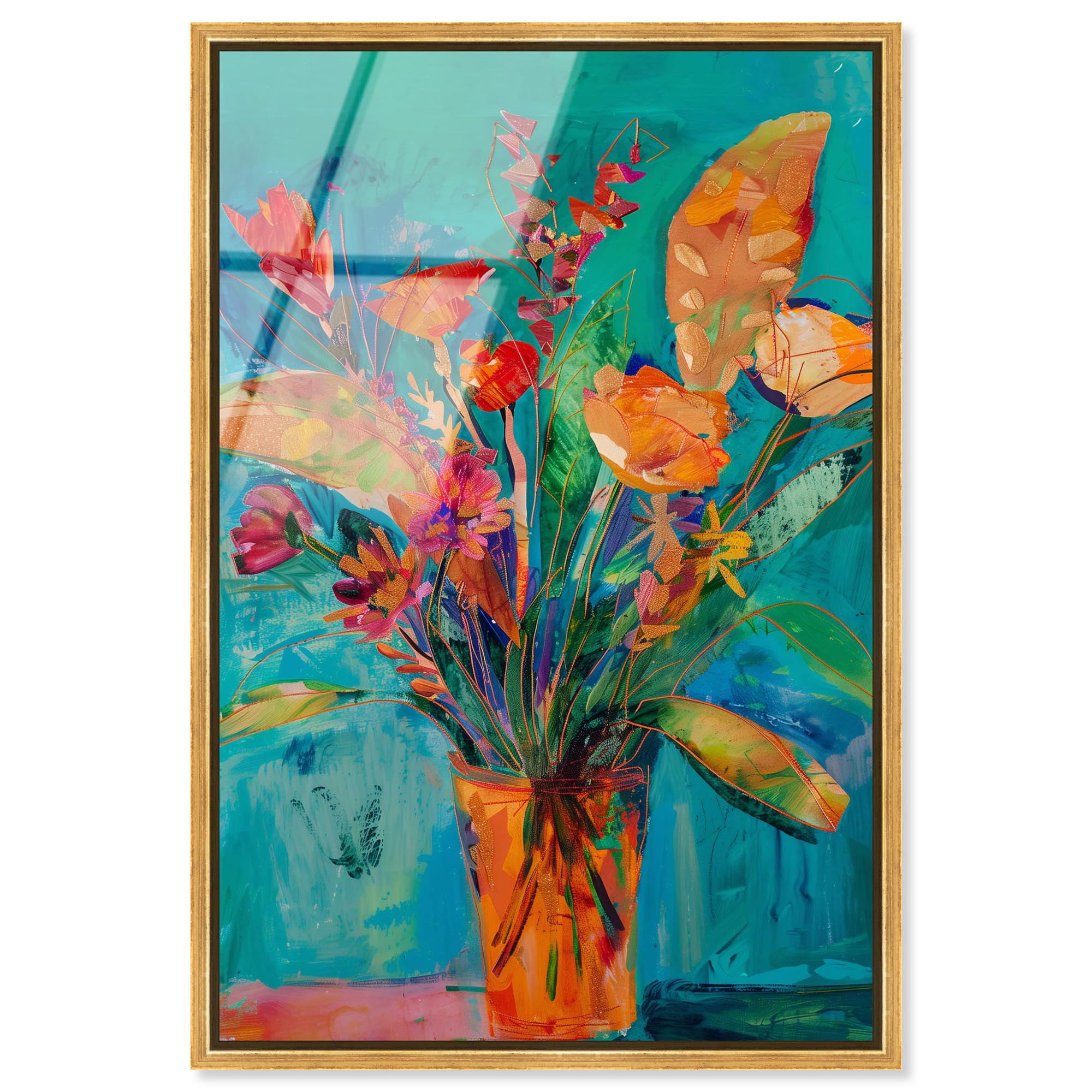 Bold and Bright Flower Vase Framed High-Gloss Acrylic Glass Wall Art ...