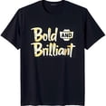 thumbnail image 1 of Bold and Brilliant Black T-Shirt with Gold Graphic Design Soft Tee, 1 of 5