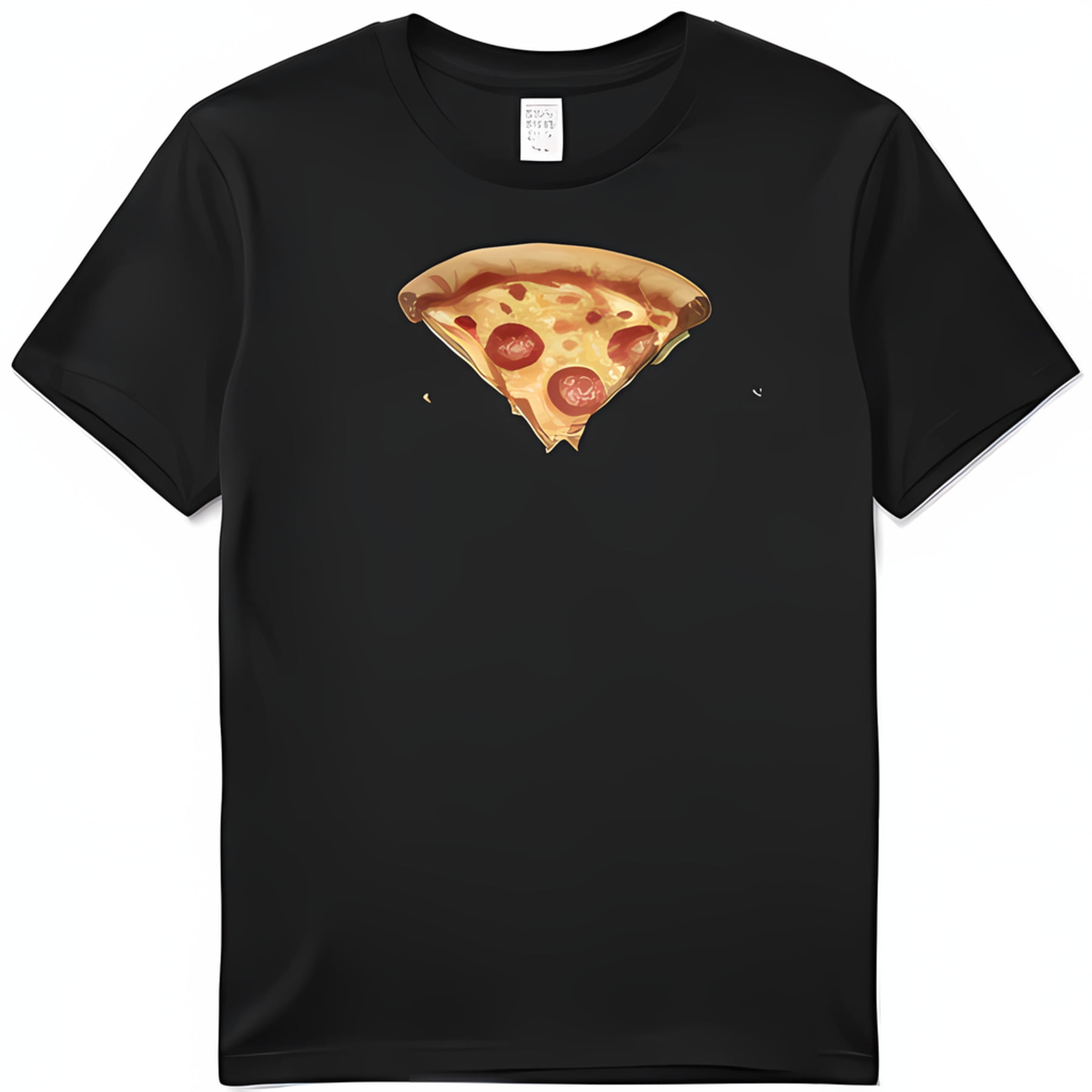 Bold and Delicious: Pizza Slice Graphic Black T-Shirt Fun Cartoon ...