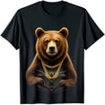 thumbnail image 1 of Bold with Gold Chain Graphic Black T-Shirt Edgy Statement Piece, 1 of 5