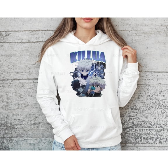 BoldFit78 Killua Zoldyck Vintage Hunter x Hunter Graphic Style, Anime Character Inspired Hoodie, for Unisex, up to size 5XL.