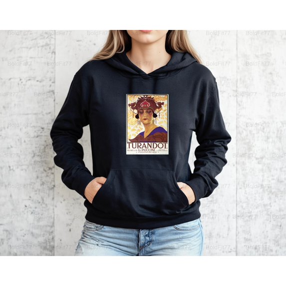 BoldFit79 Turandot Vintage Opera Poster Graphic Design Style Art Look, Retro Music Inspired Hoodie, for Unisex, up to size 5XL.