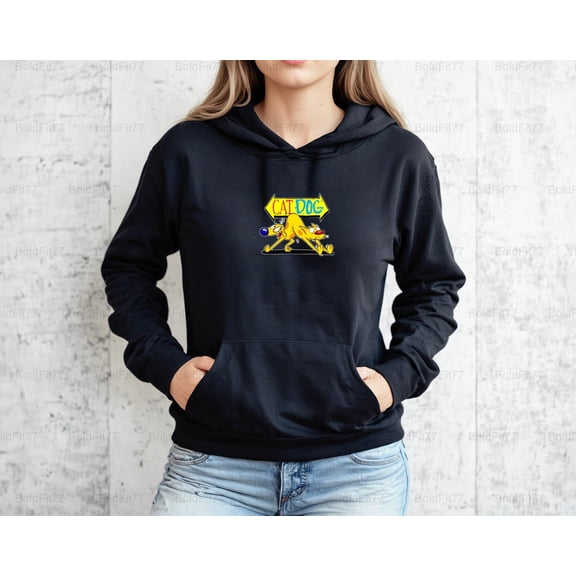 BoldFit79 Vintage CatDog Cartoon Characters Graphic, Retro 90s Nickelodeon Nostalgia Hoodie, for Unisex, up to size 5XL.