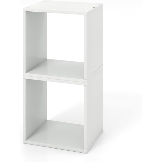 Stackable Cube Shelf BoldGear 2 Cube Bookshelf Organizer, 2-Tier Stackable Cube Storage ...