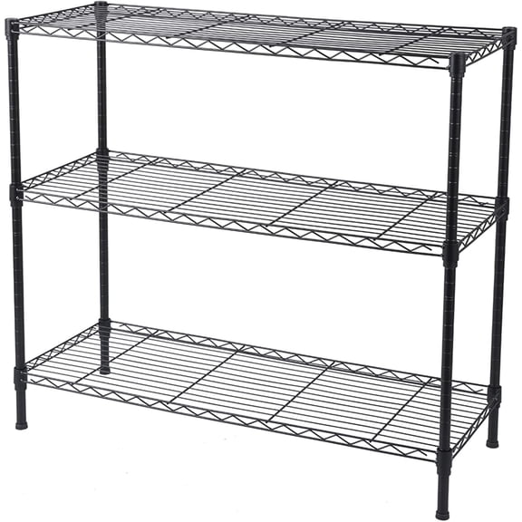 BoldGear 3 Tier Adjustable Storage Shelf Metal Storage Rack Wire Shelving Unit Storage Shelves for Pantry Closet Kitchen Laundry Bathroom,Black