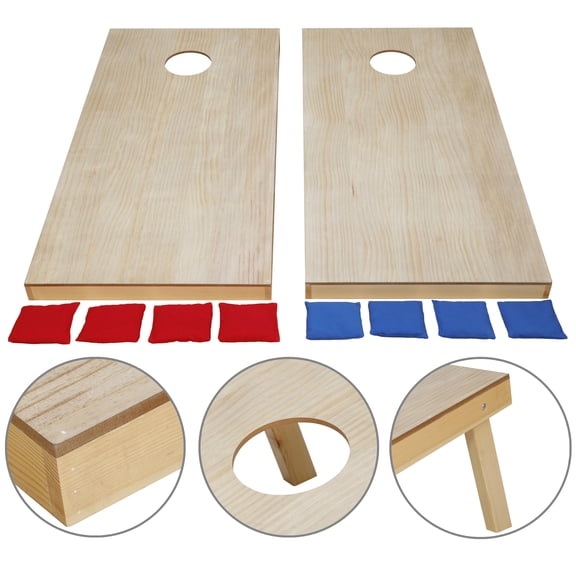 BoldGear 4x2Ft or 3x2Ft Solid Wood Cornhole Game Board with 8 Bean Bags and Carrying Case for Outdoor Yard Beach Lawn Party Backyard