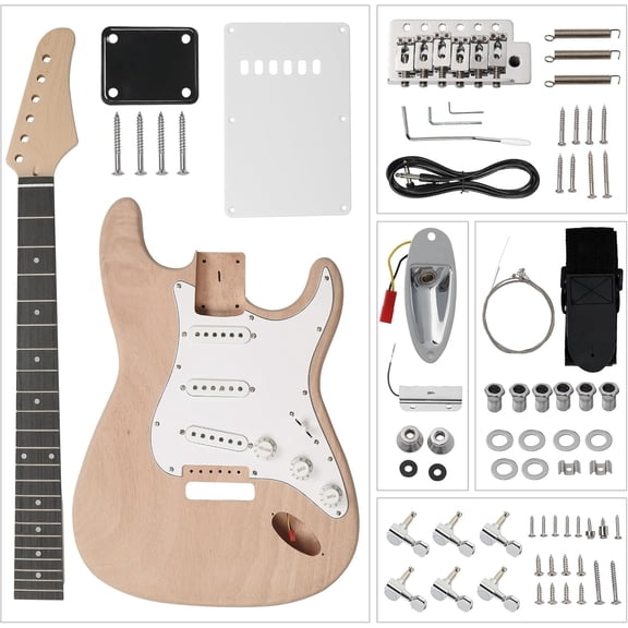 BoldGear DIY Guitar Kit with Mahogany Body, 6 String DIY Electric Guitar Kit with Maple Neck & Classic Design, Easy Installation & Full Equipment to Build Your Own Guitars (KST)