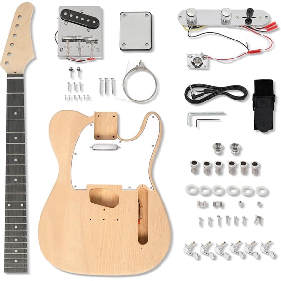 BoldGear DIY Guitar Kit with Mahogany Body, 6 String DIY Electric Guitar Kit with Maple Neck & Classic Design, Easy Installation and Full Equipment to Build Your Own Guitars (KTL)