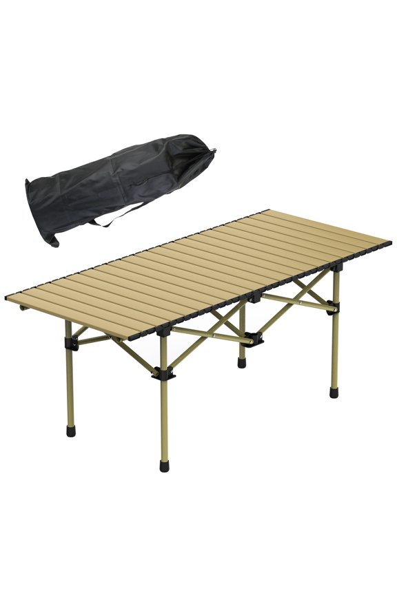 Folding Camping Table, Portable Lightweight Carbon Steel Roll-up Picnic Table BBQ Desk with Carry Bag Heavy Duty for Outdoor Beach Camping Picnic Backyard Party Patio BBQ Fishing