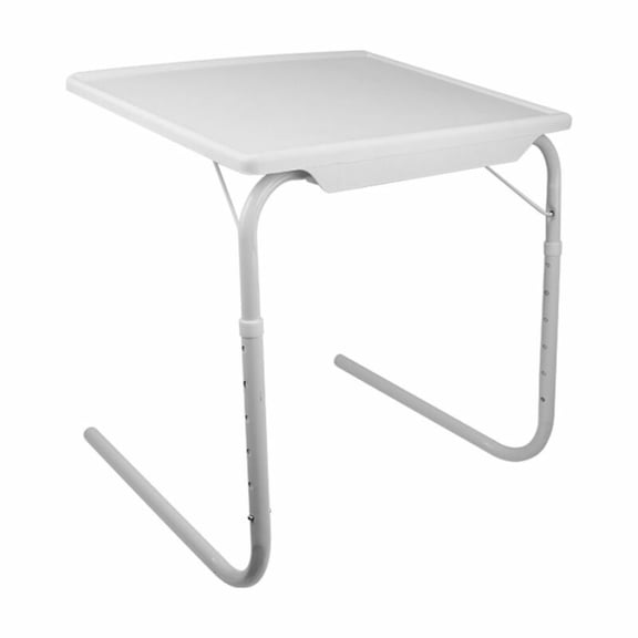 BoldGear Folding TV Tray Table, Extra Large Laptop Table on Couch & Bed, Adjustable TV Dinner Tray Table with 6 Heights & 3 Tilt Angles for Eating Reading Dinner Coffee, White