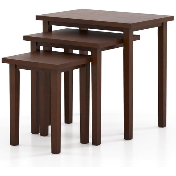 BoldGear Nesting Tables Set of 3, Farmhouse Stacking Side Table with Rubber Legs, Wooden Rectangle Accent End Table, Nesting Coffee Tables for Living Room Bedroom (Walnut)