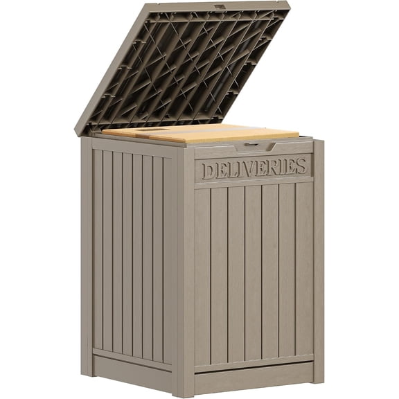 BoldGear Outdoor Package Delivery Storage Box 51 Gallon | Secure Lockable Resin Package Delivery Container, Deck Box for Porch & Curbside, Brown