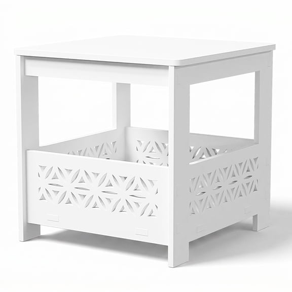 BoldGear Outdoor Side Table with Storage, 15.6" Square Resin Patio End Table, Weatherproof Rustproof Balcony Backyard Poolside Small Table,Modern End Pattern