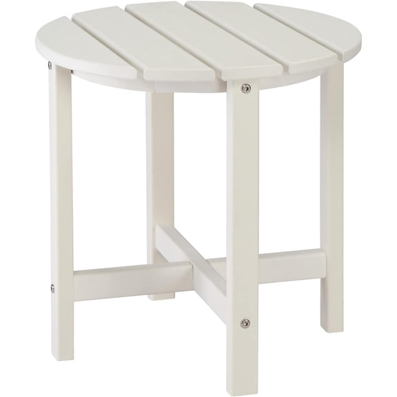 BoldGear Patio Side Table, Pool Composite Patio Table,HDPE End Tables for Backyard,Pool, Indoor Companion, Easy Maintenance & Weather Resistant (Style 2-White)