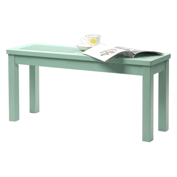 BoldGear Patio Wood Bench, 2-Person Solid Wood Bench with Slatted Seat, 40" Long Loveseat with Stable Wood Frame, Indoor Outdoor Dining Bench for Backyard, Poolside, Entryway,Mint Green
