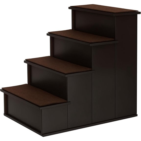 BoldGear Pet Stairs with Cushioned Removable Covering, Brown | Small Pet Steps for Dogs and Cats Up To 22 lbs