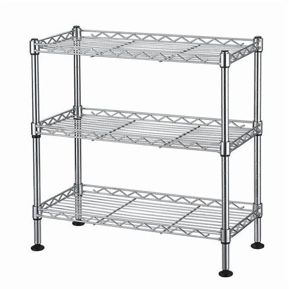 BoldGear Silver 3 Tier Adjustable Storage Shelf Metal Storage Rack Wire Shelving Unit Storage Shelves for Pantry Closet Kitchen Laundry Bathroom