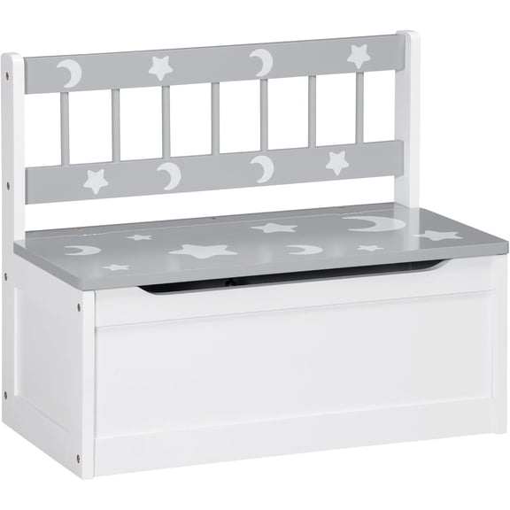 BoldGear Toy Box Chest Kids Storage Bench Top Lid 24" x 12" x 20" Gray | Large 27 L Interior, Toy Organizer, Backrest, Kids Bedroom Furniture, Nursery Room, Playroom, Bedroom