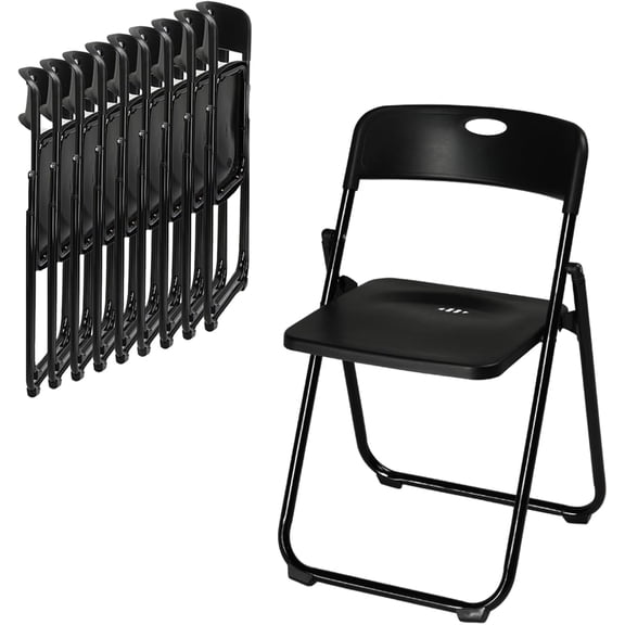 BoldGear10 Pcs Folding Chair, 300LBS Lightweight Foldable Plastic Chair, Reinforced Metal Frame Easy to Fold & Store for Indoor & Outdoor, Wedding, Party, Meeting Room, Patio and Garden, Black