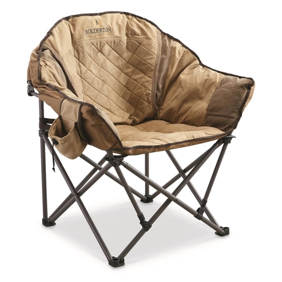 Bolderton Heritage Oversized Club Camp Chair, 500-lb. Capacity Brown