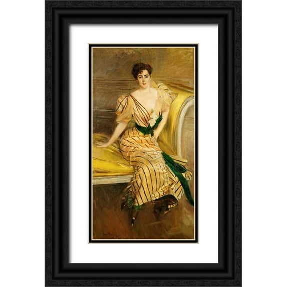 Boldini, Giovanni 11x18 Black Ornate Wood Framed with Double Matting Museum Art Print Titled - Portrait of Madame Josephina Alvear De Errazuriz