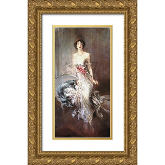 Boldini, Giovanni 11x18 Gold Ornate Wood Framed with Double Matting Museum Art Print Titled - Madame Eugene Doyen