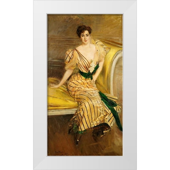 Boldini, Giovanni 15x24 White Modern Wood Framed Museum Art Print Titled - Portrait of Madame Josephina Alvear De Errazuriz