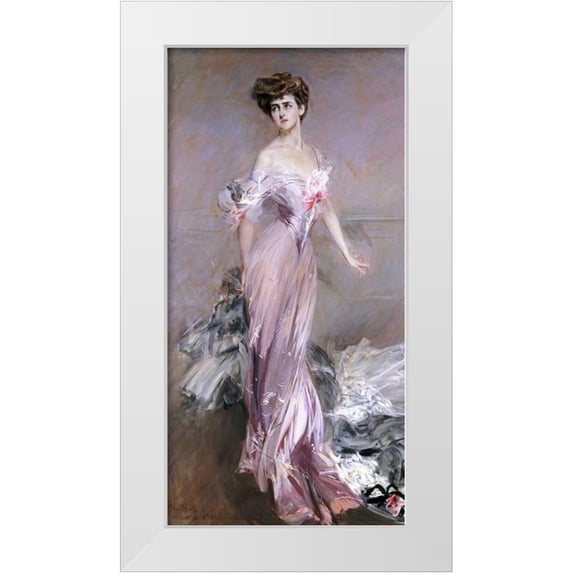 Boldini, Giovanni 18x32 White Modern Wood Framed Museum Art Print Titled - Portrait of Mrs. Howard-Johnston