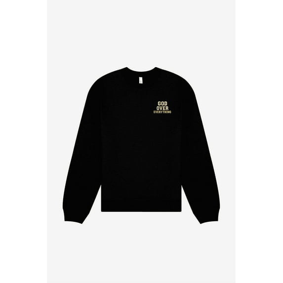 Boldstep Essentials God Over Everything Embroidered Unisex Heavyweight Sweatshirt - Black (L)