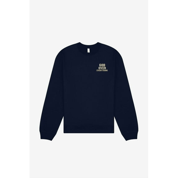 Boldstep Essentials God Over Everything Embroidered Unisex Heavyweight Sweatshirt - Navy (M)