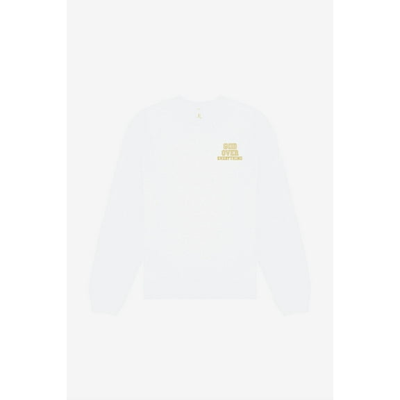 Boldstep Essentials God Over Everything Embroidered Unisex Heavyweight Sweatshirt - White (L)