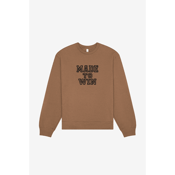 Boldstep Essentials Made to Win Embroidered Unisex Heavyweight Sweatshirt - Brown (XL)