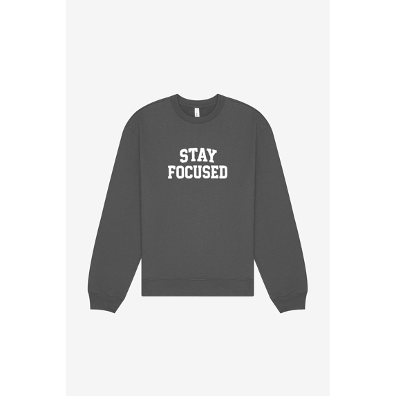 Boldstep Essentials Stay Focused Embroidered Unisex Heavyweight Sweatshirt - Grey (XXL)