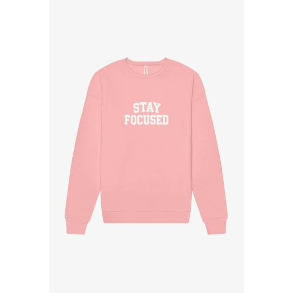 Boldstep Essentials Stay Focused Embroidered Unisex Heavyweight Sweatshirt - Pink (M)