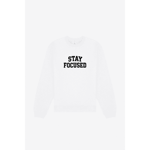 Boldstep Essentials Stay Focused Embroidered Unisex Heavyweight Sweatshirt - White (L)