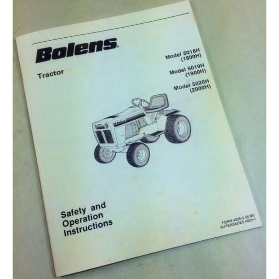 Bolens Mower Garden Tractor 5018H 5019H 5020H Safety Operators Owners Manual