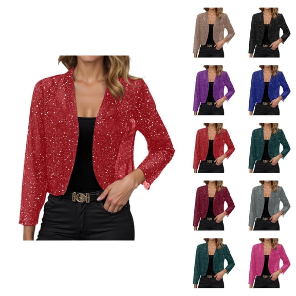 Bolero Cardigan Jacket for Women Long Sleeve Glitter Sparkling Mesh Lightweight Open Front Jackets Outerwear