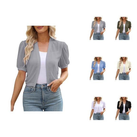 Bolero Shrug Cardigans for Women 2025 Lightweight Summer Short Sleeve Open Front Sun Protection Cropped Cardigan