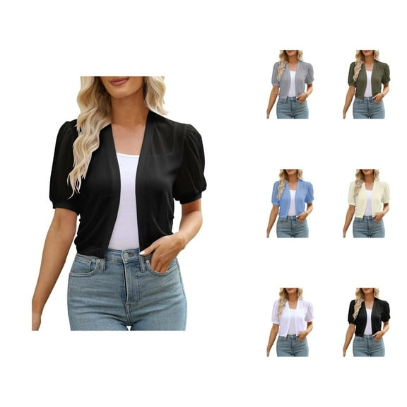 Bolero Shrug Cardigans for Women 2025 Lightweight Summer Short Sleeve Open Front Sun Protection Cropped Cardigan