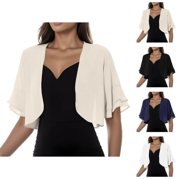 Bolero Shrug Cardigans for Women 2025 Short Sleeve Open Front Lightweight Mesh Cropped Cardigan for Evening Dress