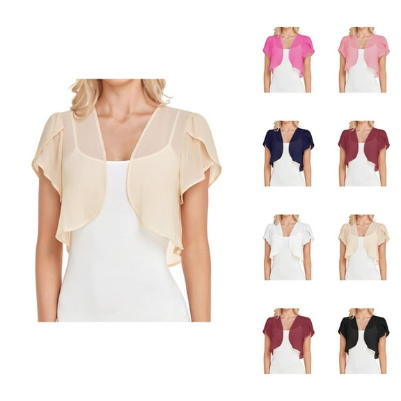 Bolero Shrug Cardigans for Women 2025 Summer Lightweight Short Sleeve Open Front Cropped Cardigan Shrug Bolero