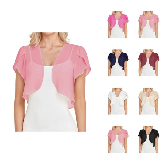 Bolero Shrug Cardigans for Women 2025 Summer Lightweight Short Sleeve Open Front Cropped Cardigan Shrug Bolero