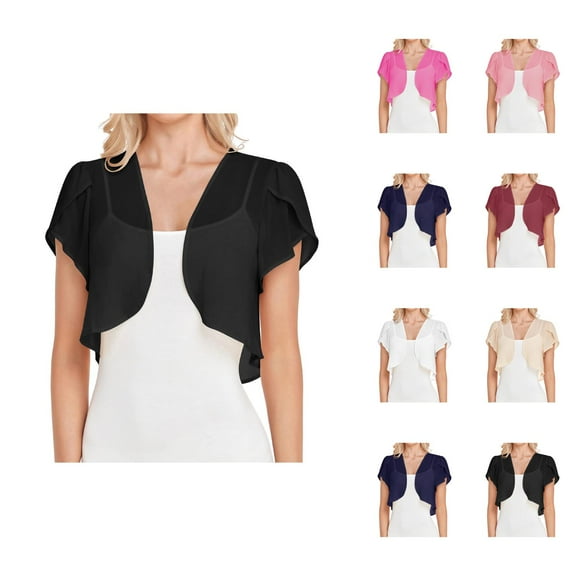Bolero Shrug Cardigans for Women 2025 Summer Lightweight Short Sleeve Open Front Cropped Cardigan Shrug Bolero