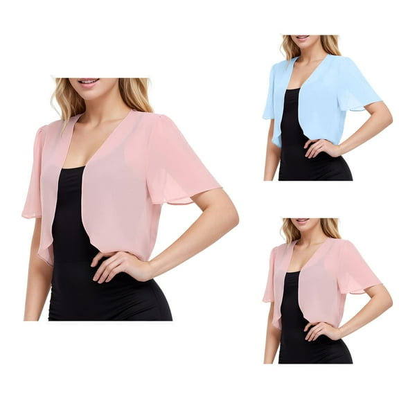 Bolero Shrug Cardigans for Women 2025 Summer Lightweight Short Sleeve Open Front Sheer Mesh Cropped Cardigan Bolero