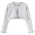 thumbnail image 1 of Bolero Shrug Sweater Toddler Girls Embroidered Ruffle Hem Knitted Crop Cardigans Long Sleeve Kids Cover up for Dress, Gray, 4 Years, 1 of 6