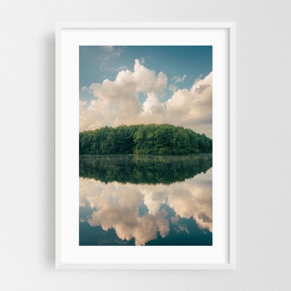Boley Lake, Babcock State Park 03 - Clifftop West Virginia Photography Nature Landscape Forest Scenic Water Summer White Framed Wall Art Print 5 x 7 inches