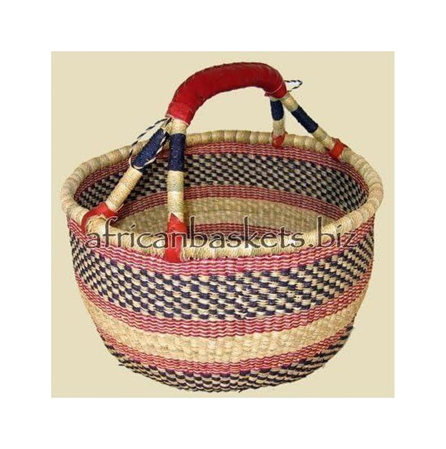 Bolga Baskets International Extra Large Market Basket w/ Leather